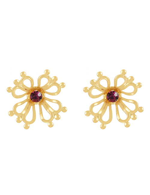 Fashion Gold-2 Copper Inlaid Zirconium Hollow Pattern Stud Earrings