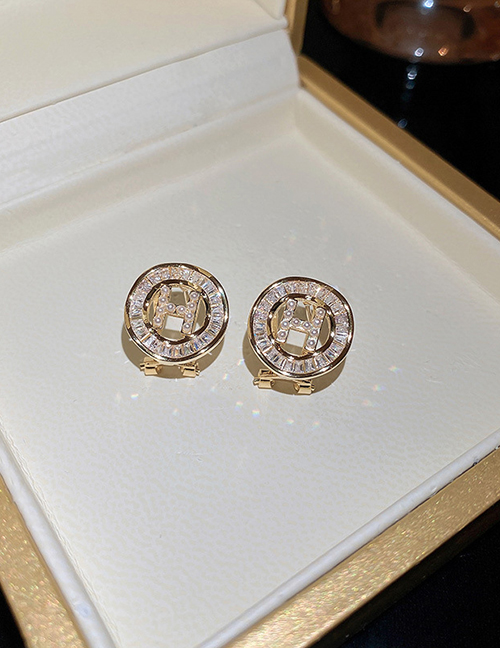 Fashion Gold (pearl) Metal Zirconium Pearl Letter Stud Earrings