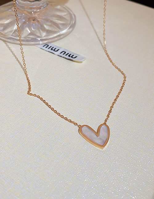 Fashion Necklace - Gold Titanium Steel Heart Necklace