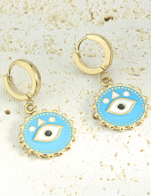 Fashion Blue Earrings Titanium Steel Drip Eye Medallion Necklace