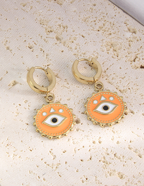 Fashion Orange Earrings Titanium Steel Drip Eye Medallion Necklace