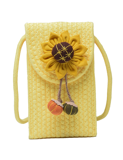 Fashion Yellow Pu Braided Sunflower Crossbody Bag