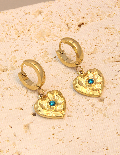 Fashion Earrings Titanium Diamond Pleated Heart Earrings