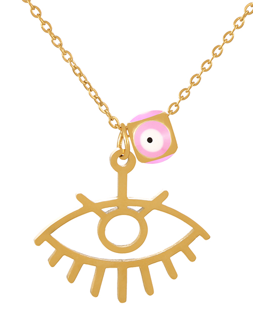 Fashion Pink Titanium Steel Drip Eye Pendant Necklace