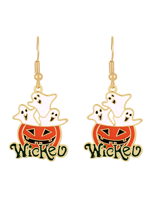 Fashion Color-2 Alloy Drop Oil Halloween Imp Pumpkin Earrings