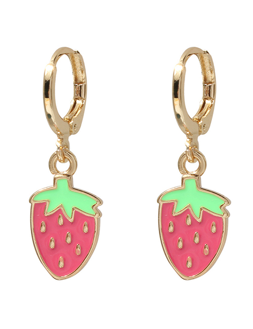 Fashion 5# Copper Drop Oil Strawberry Earrings