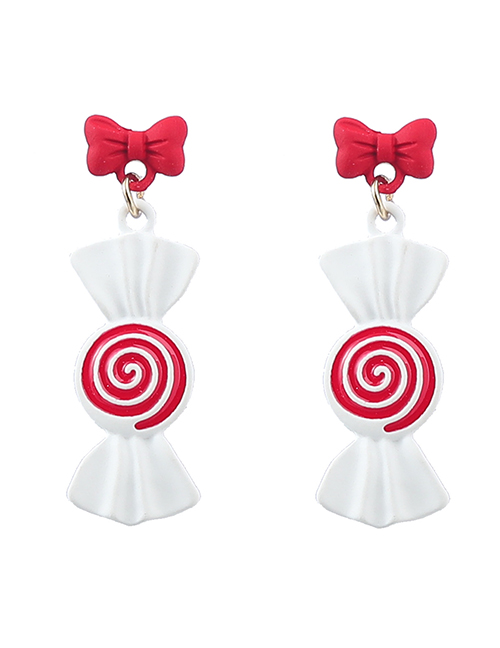 Fashion White Swirl Alloy Spray Painted Candy Floral Stud Earrings
