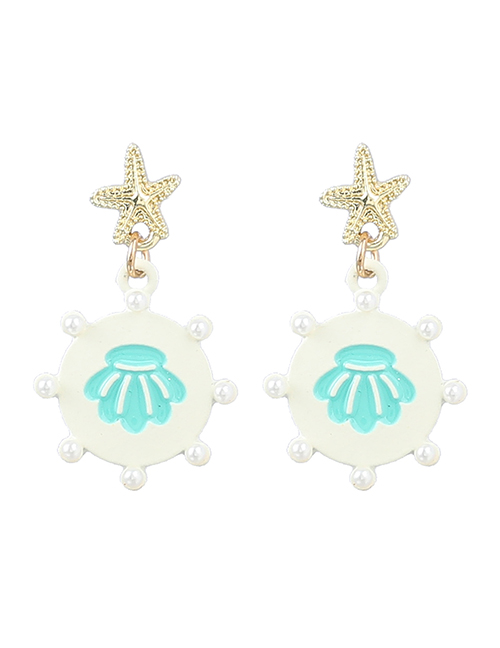 Fashion White Alloy Spray Paint Starfish Geometric Stud Earrings