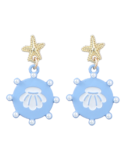 Fashion Blue Alloy Spray Paint Starfish Geometric Stud Earrings