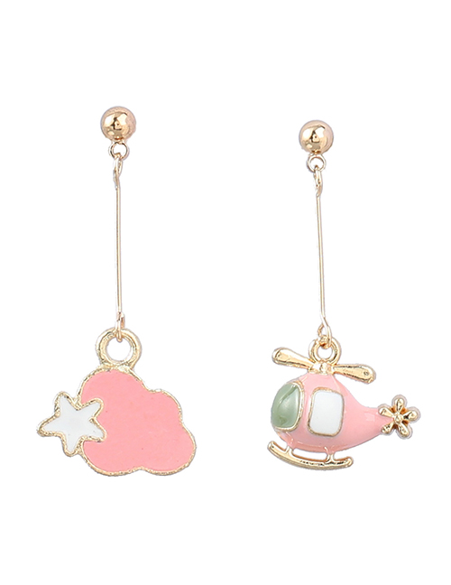Fashion Pink Alloy Drop Oil Cloud Helicopter Earrings