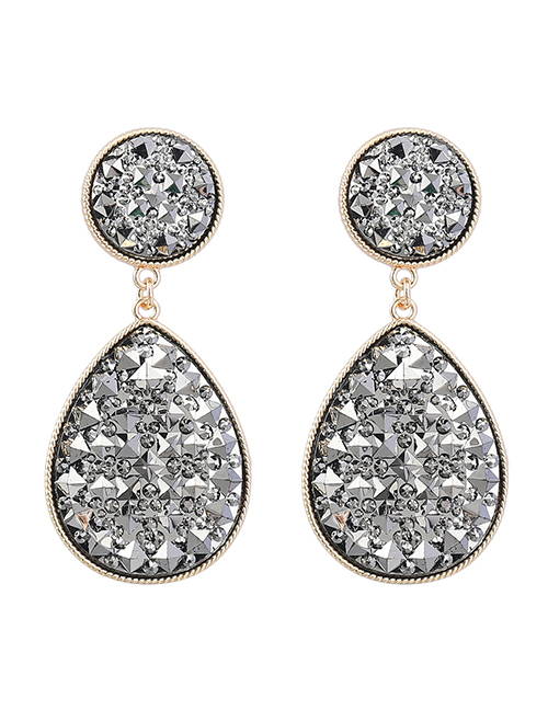 Fashion Grey Alloy Diamond Drop Earrings