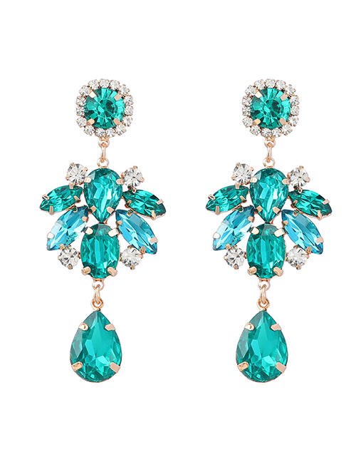 Fashion Green Alloy Set Drop Diamond Earrings