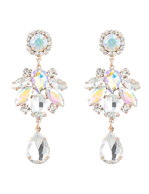 Fashion Ab Color Alloy Set Drop Diamond Earrings