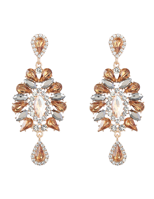 Fashion Gold Alloy Inset Water Drop Diamond Geometric Stud Earrings