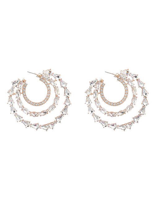 Fashion Gold Alloy Diamond Multilayer C Shape Stud Earrings