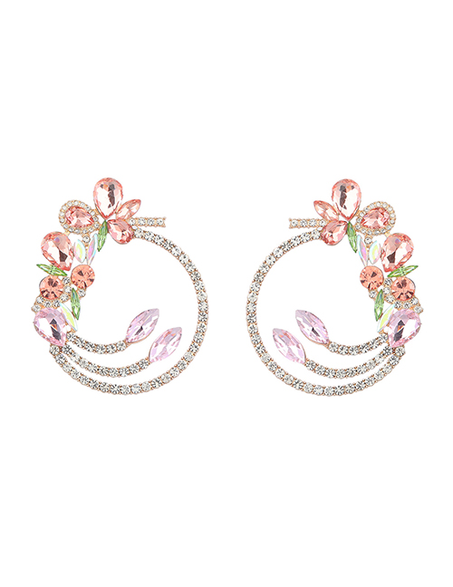 Fashion Pastel Alloy Diamond Geometric Round Stud Earrings