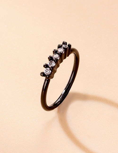 Fashion 7# Titanium Steel Inlaid Zirconium Geometric Piercing Nose Ring