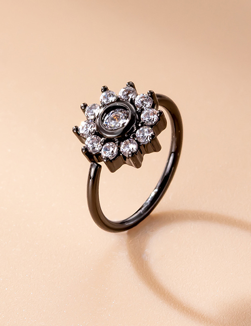 Fashion 10# Titanium Steel Inlaid Zirconium Geometric Piercing Nose Ring