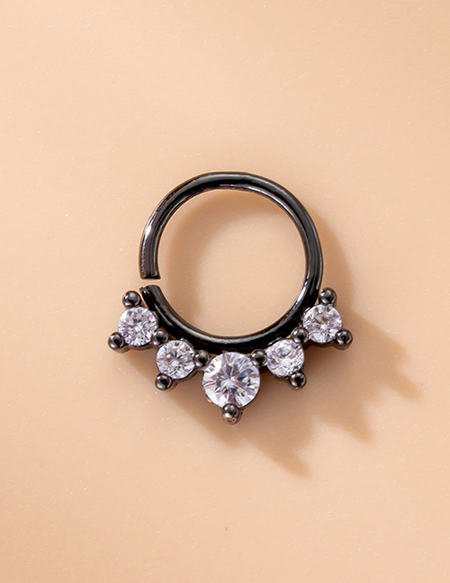 Fashion 14# Titanium Steel Inlaid Zirconium Geometric Piercing Nose Ring