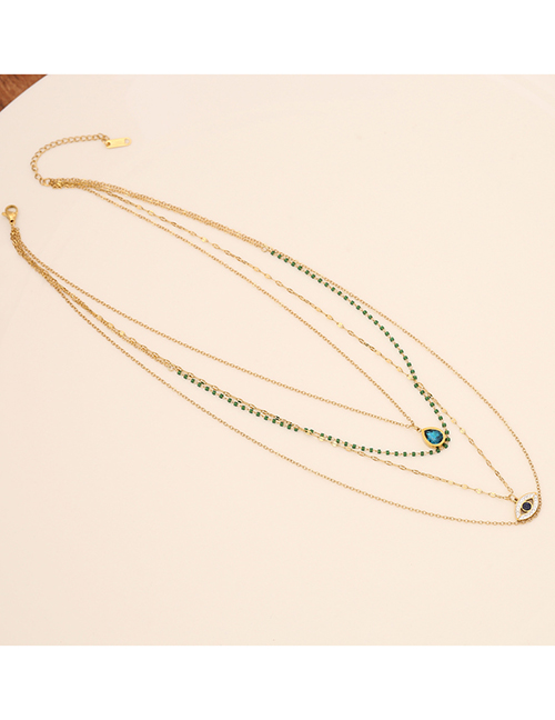 Fashion 5# Titanium Diamond Geometric Chain Multilayer Necklace