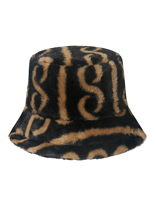 Fashion Brown Plush Wavy Striped Bucket Hat