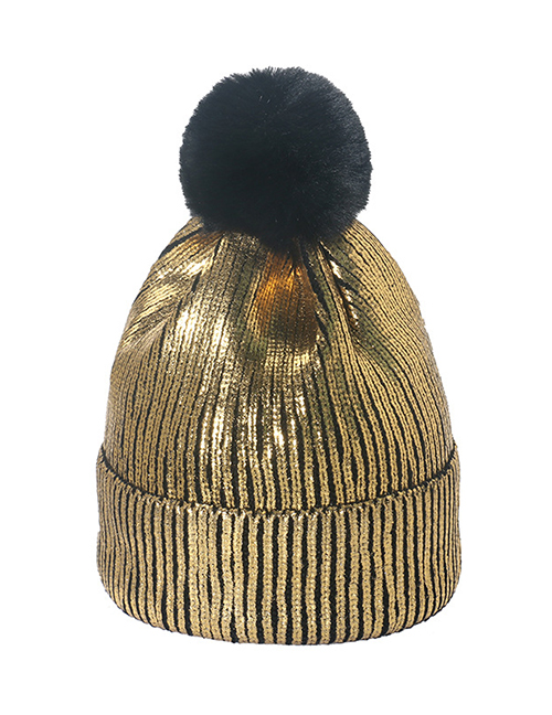 Fashion Gold Bronze Knitted Wool Ball Cap