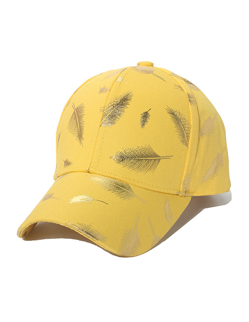 Fashion Yellow Bronzed Feather Brim Baseball Cap