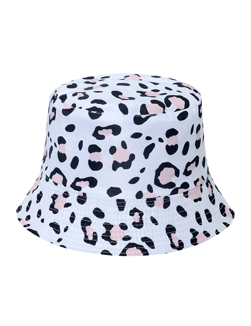 Fashion White Polyester Gradient Leopard Bucket Hat