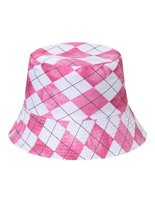Fashion Pink Polyester Geometric Diamond Bucket Hat