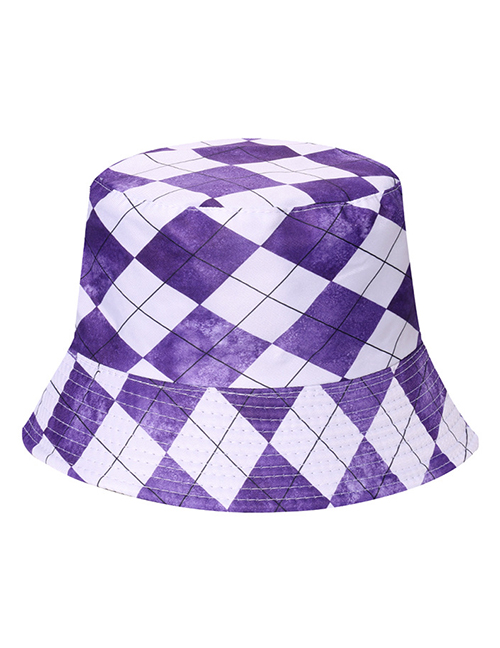 Fashion Purple Polyester Geometric Diamond Bucket Hat
