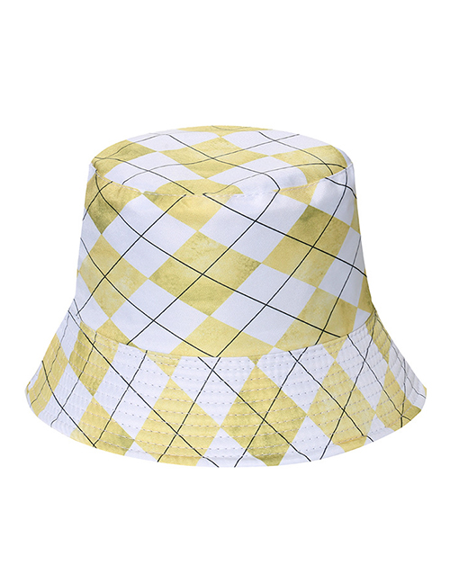 Fashion Yellow Polyester Geometric Diamond Bucket Hat