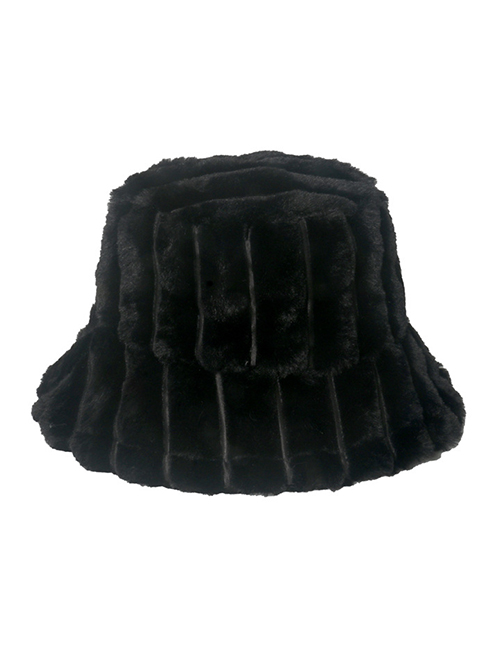 Fashion Black Plush Bucket Hat