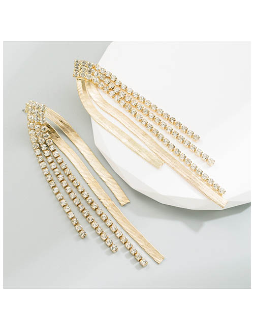 Fashion Gold Alloy Diamond Claw Chain Snake Bone Chain Earrings