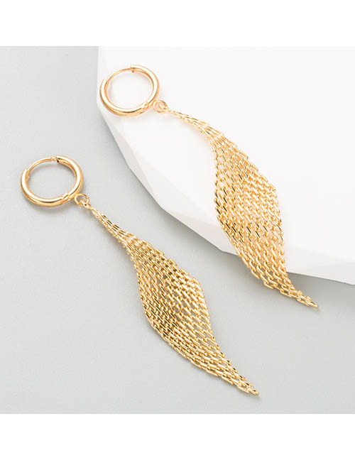 Fashion Geometry Alloy Geometric Mesh Chain Tassel Earrings