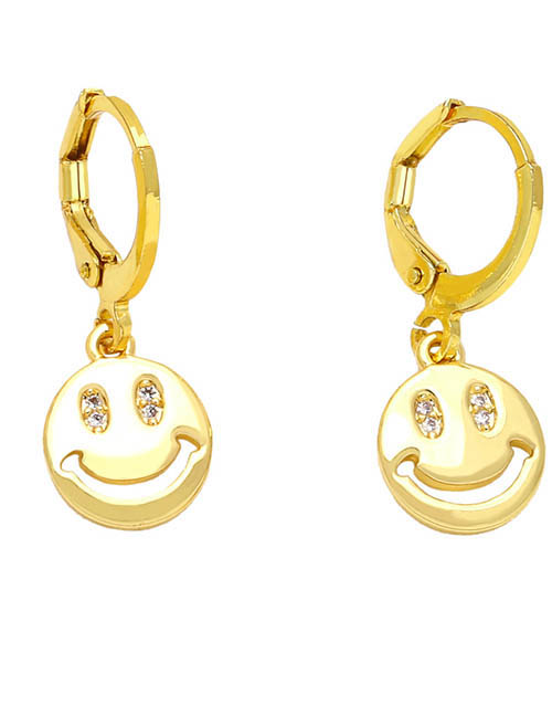 Fashion B Copper Diamond Geometric Smiley Earrings