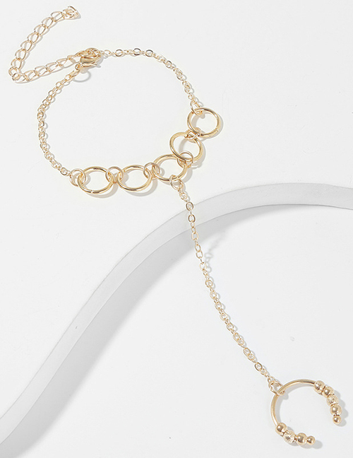 Fashion Gold Alloy Geometric Ring Link Bracelet