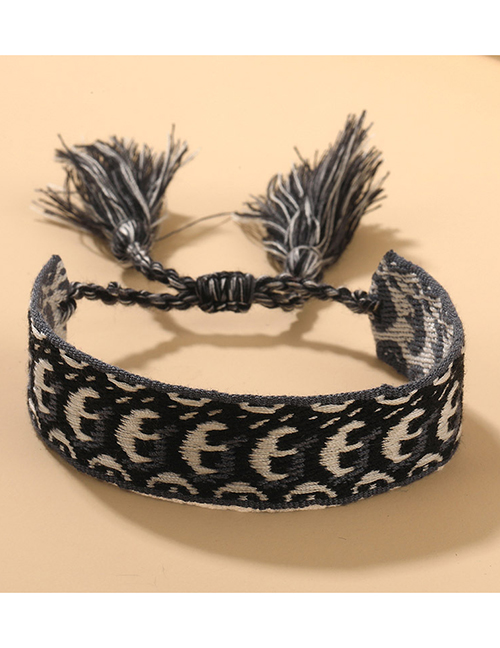 Fashion Black Fabric Geometric Braided Pull Bracelet
