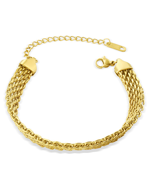 Fashion Gold Titanium Steel Gold Plated Braided Twist Bracelet