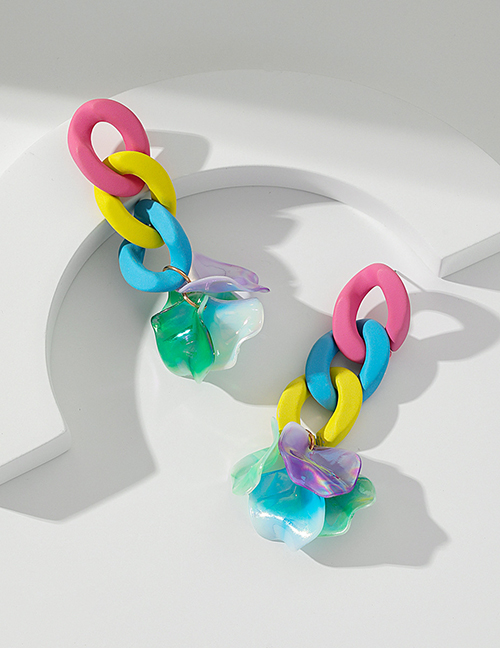 Fashion Color Acrylic Geometric Petal Drop Earrings