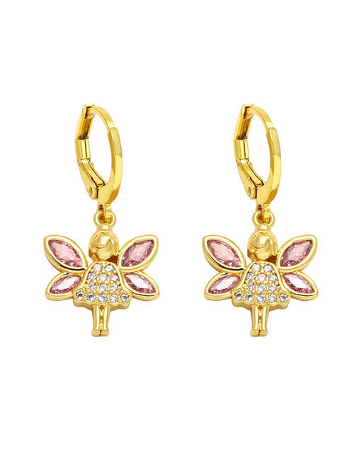 Fashion C Brass Diamond Angel Earrings