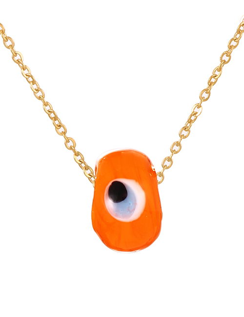 Fashion Orange Titanium Steel Resin Eye Pendant Necklace