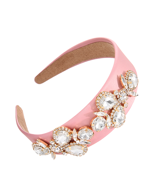 Fashion Pink Fabric Alloy Diamond Water Drop Headband (4cm)