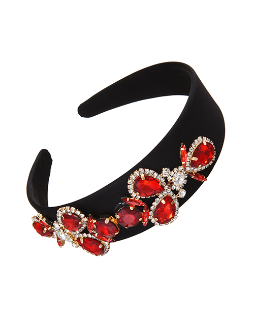 Fashion Black Fabric Alloy Diamond Water Drop Headband (4cm)