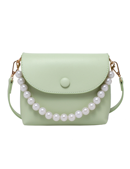 Fashion Light Green Pearl Hand Flap Crossbody Bag