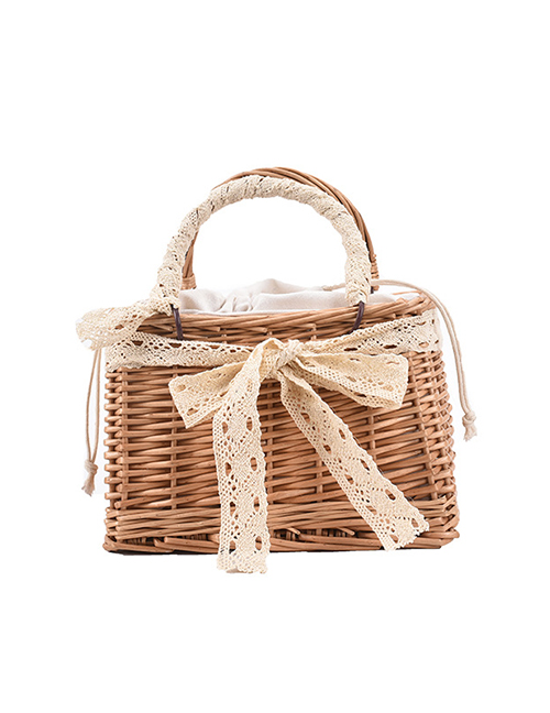 Fashion Hand-held Silk Scarf Straw Lace Tote
