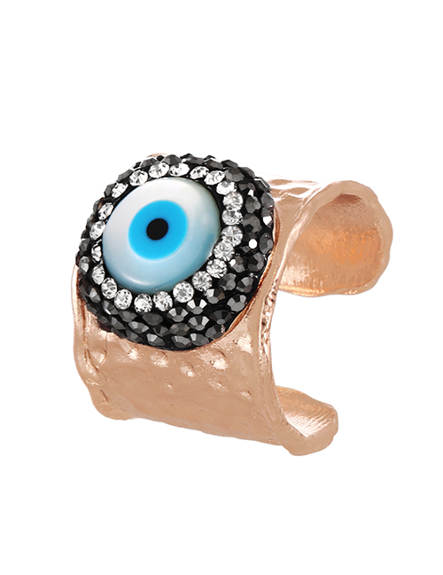Fashion Rose Gold Bronze Zircon Shell Eye Ring