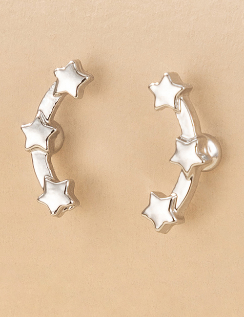 Fashion Silver Alloy Star Stud Earrings