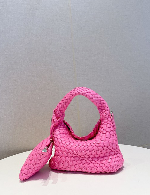 Fashion Pink Pu Braided Large Capacity Diagonal Letter Bag
