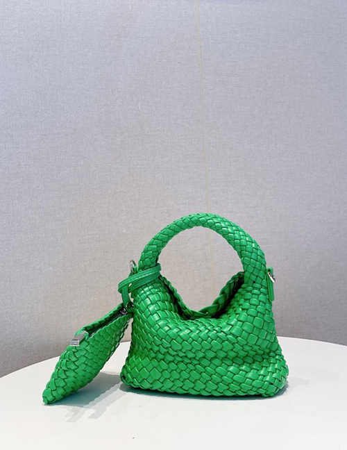 Fashion Avocado Green Pu Braided Large Capacity Diagonal Letter Bag