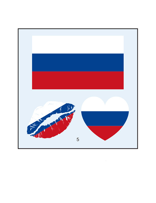 Fashion 5 Russia (2) Environmental Protection Waterproof Flag Lips Love Tattoo Stickers